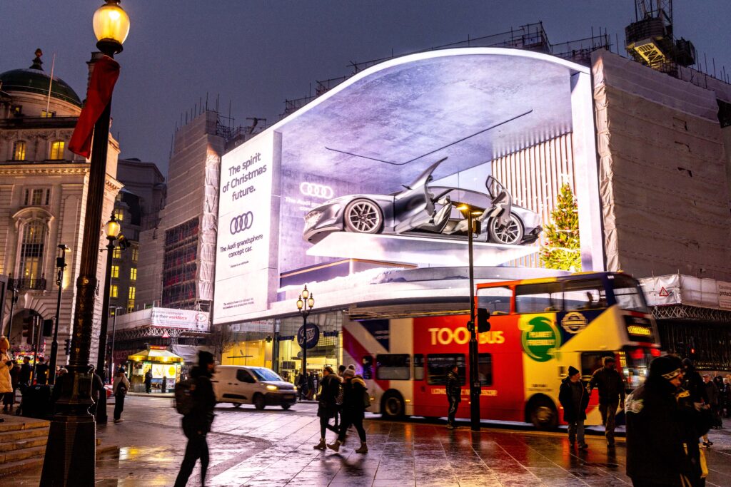 Affissione 3D di Audi a Piccadilly Circus